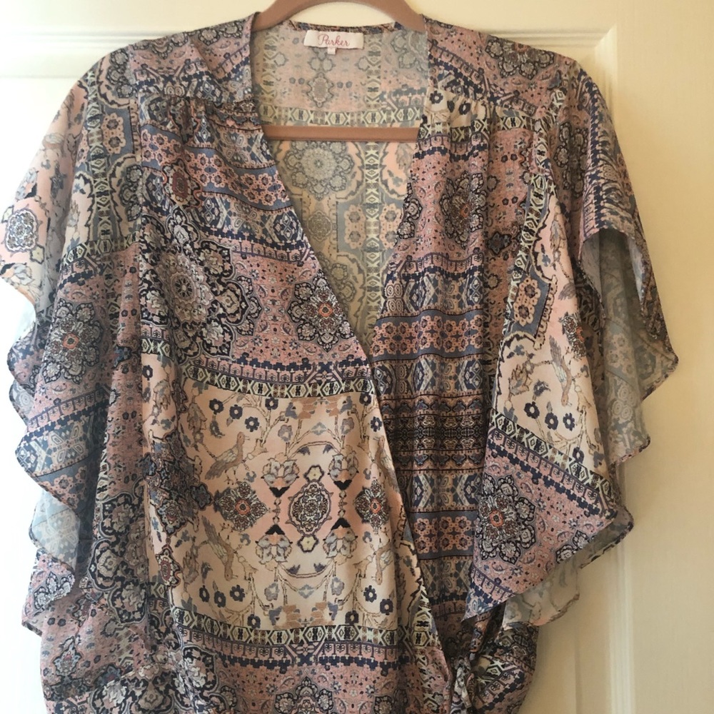 Parker silky multicolor wrap blouse